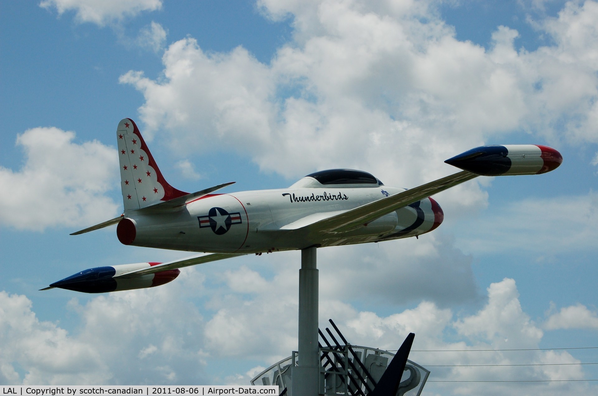 Lakeland Linder Regional Airport (LAL) - Lockheed Shooting Star on Sun 'n Fun Sign at Lakeland Linder Regional Airport, Lakeland, FL