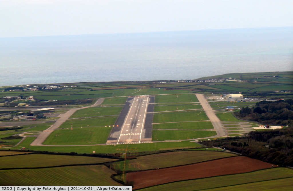 Newquay Cornwall International Airport / RAF St. Mawgan, Newquay, England United Kingdom (EGDG) - Finals for St Mawgan in Twin Otter G-CBML