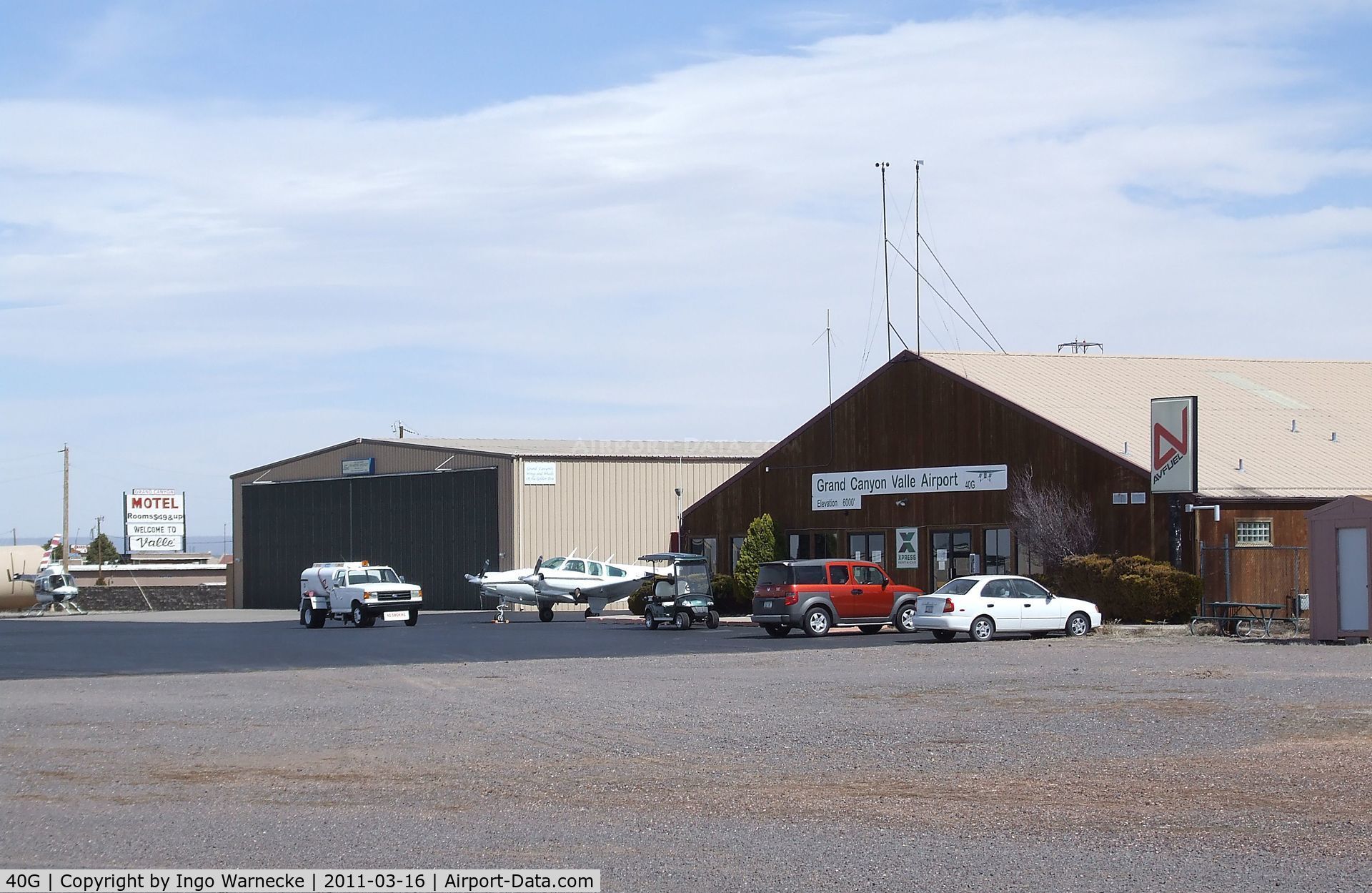 Valle Airport (40G) - terminal building and hangar of Valle airport