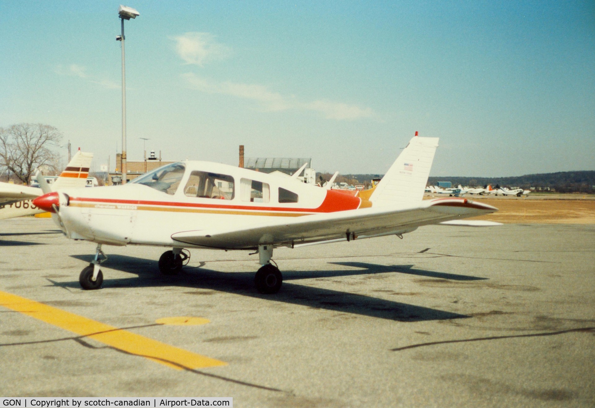 Groton-new London Airport (GON) - Piper PA-28-161 Cherokee Warrior parked at Groton-New London Airport, New London, CT - circa 1980's