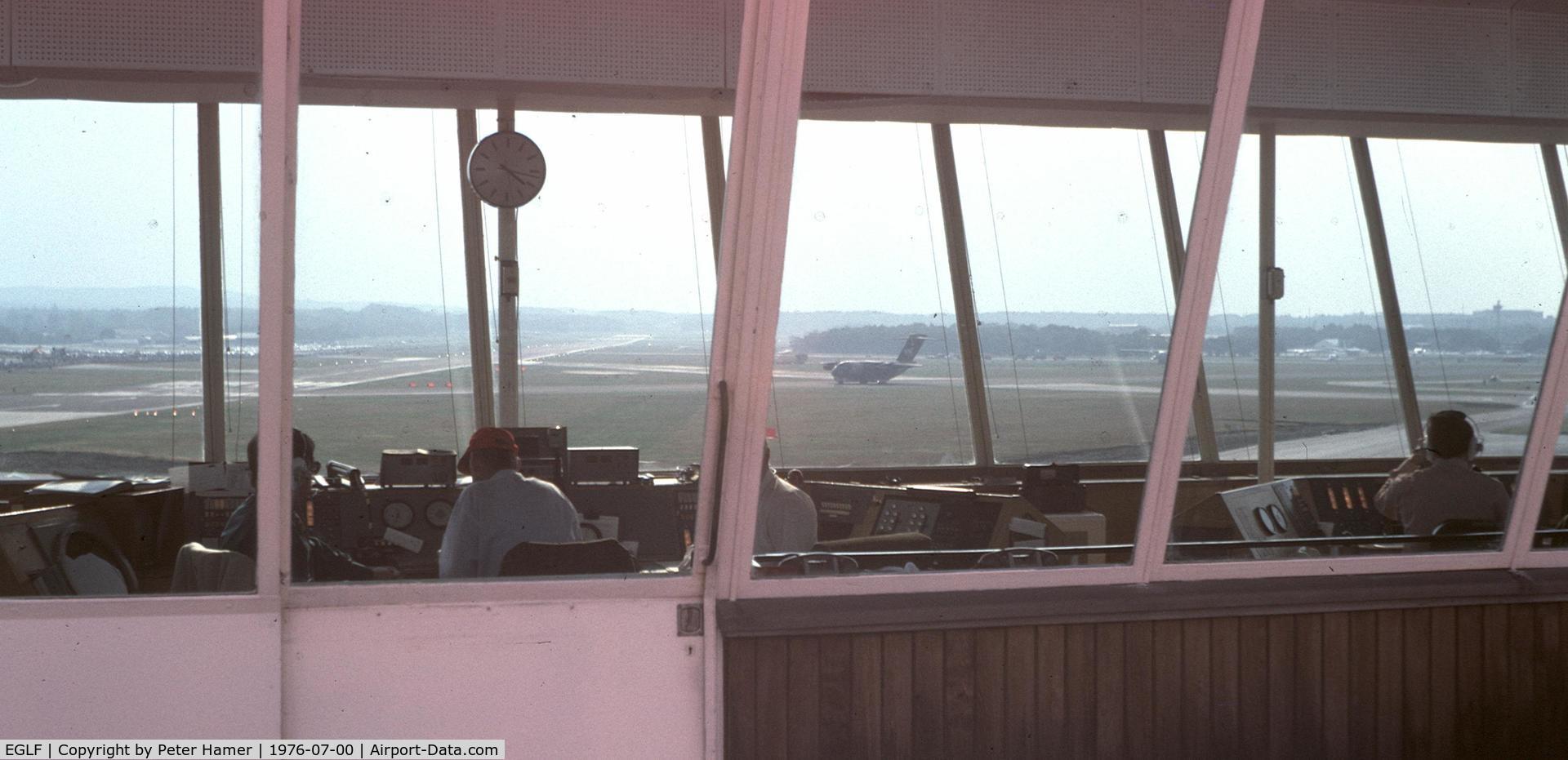 Farnborough Airfield Airport, Farnborough, England United Kingdom (EGLF) - SBAC 1976 Airshow. YC15 seen through the tower.