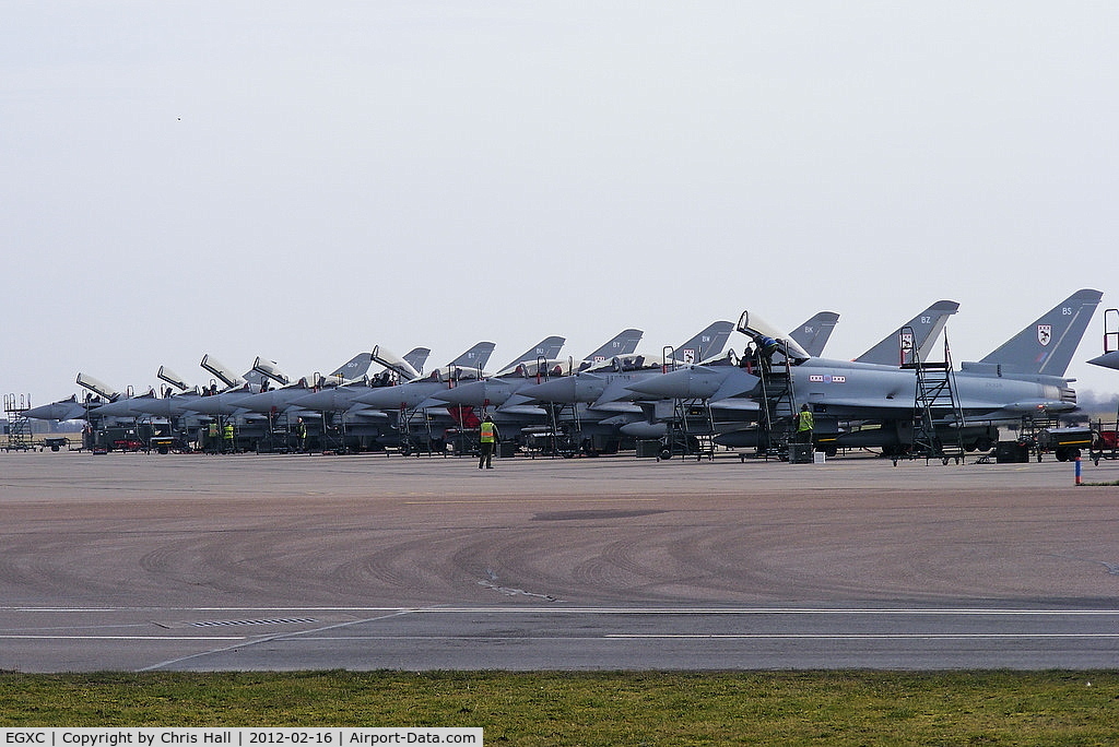 RAF Coningsby Airport, Coningsby, England United Kingdom (EGXC) - Typhoon T.2 and FGR.4's of 29(R)Sqn (OCU)