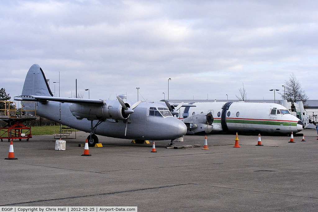 Liverpool John Lennon Airport, Liverpool, England United Kingdom (EGGP) - Percival P50 Prince G-AMLZ and Avro 748 Srs 1 G-BEJD preserved at Speke by the Speke Aerodrome Heritage Group (SAHG)