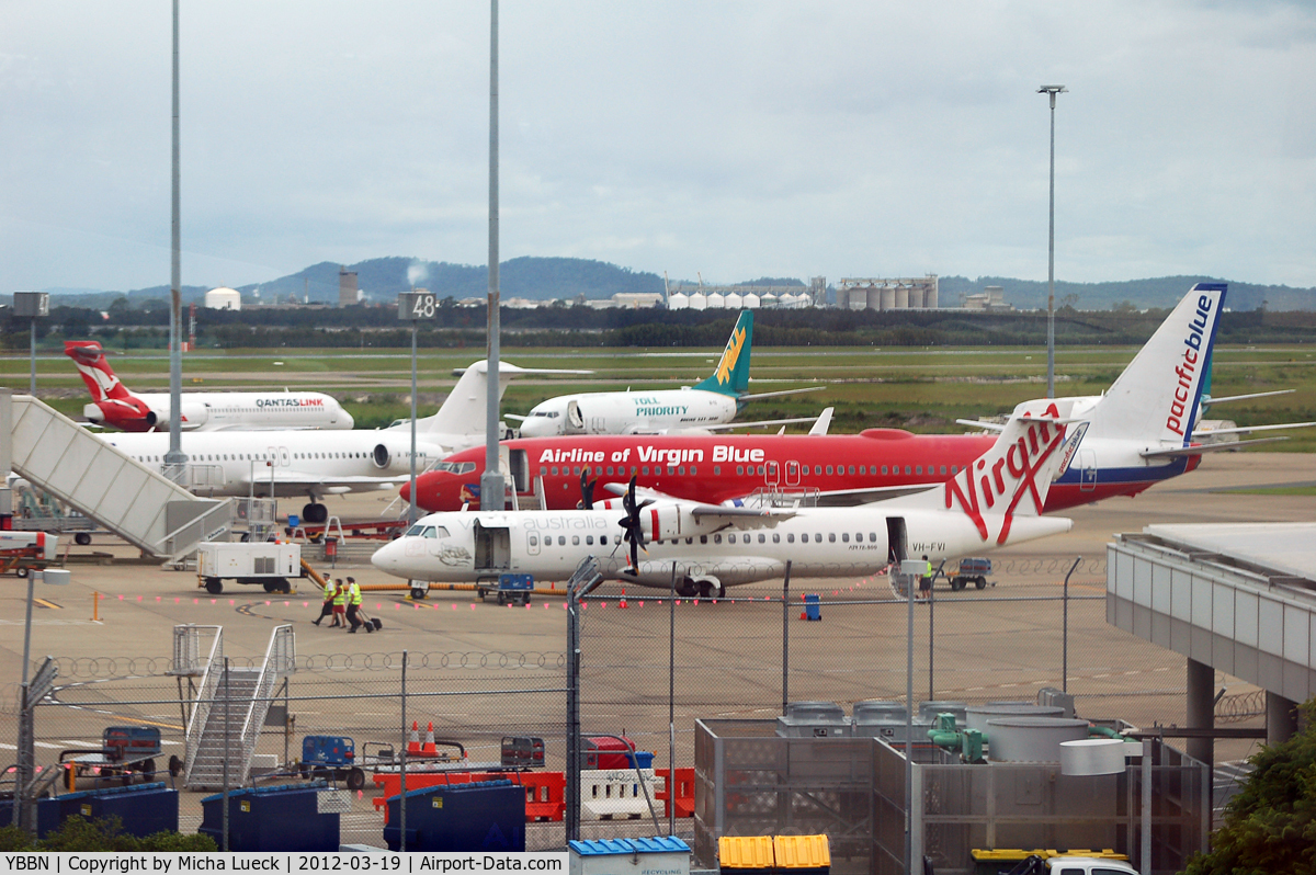 Brisbane International Airport, Brisbane, Queensland Australia (YBBN) - Busy ramp at the domestic terminal
