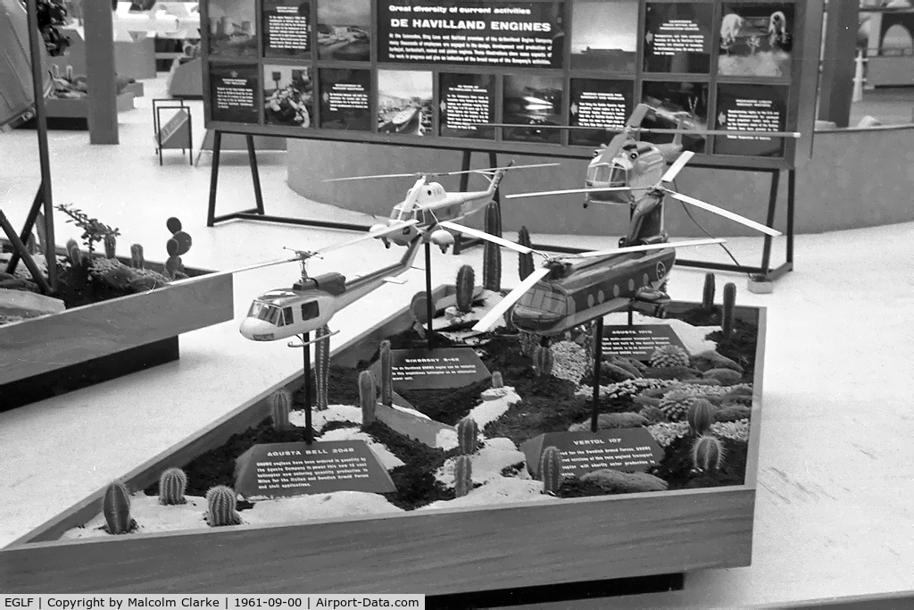 Farnborough Airfield Airport, Farnborough, England United Kingdom (EGLF) - Helicopter models at the 1961 Farnborough Air Show.