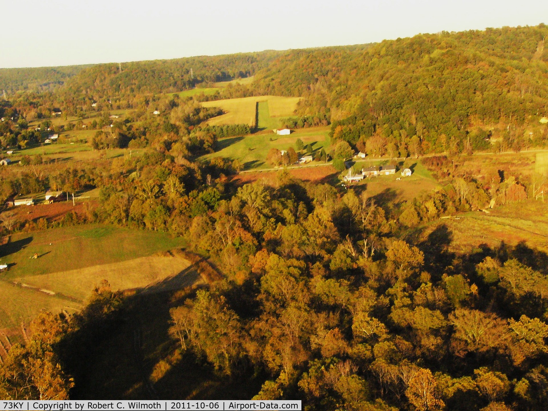 Brooks Field Airport (73KY) - Approaching from the SW on a long final for RWY 6 on this gorgeous autumn day in 2011.