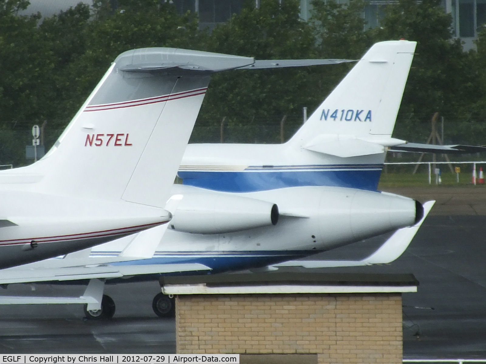 Farnborough Airfield Airport, Farnborough, England United Kingdom (EGLF) - Dassault Falcon 2000EX N57EL and Dassault Falcon 900 N410KA