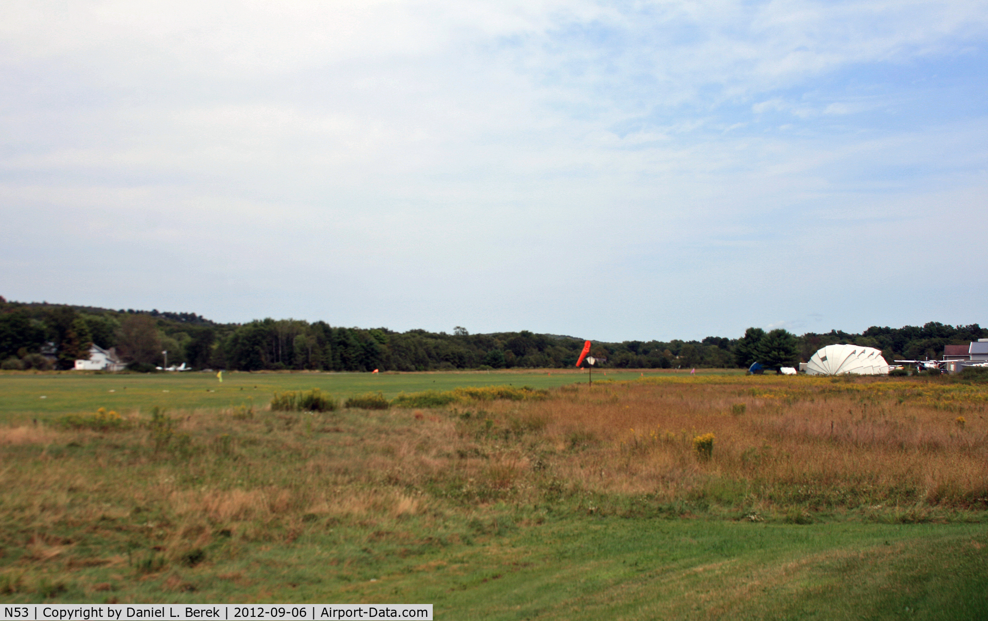 Stroudsburg-pocono Airport (N53) - This little airport offers skydiving experiences from two turboprop aircraft; the main hangar is off to the right.