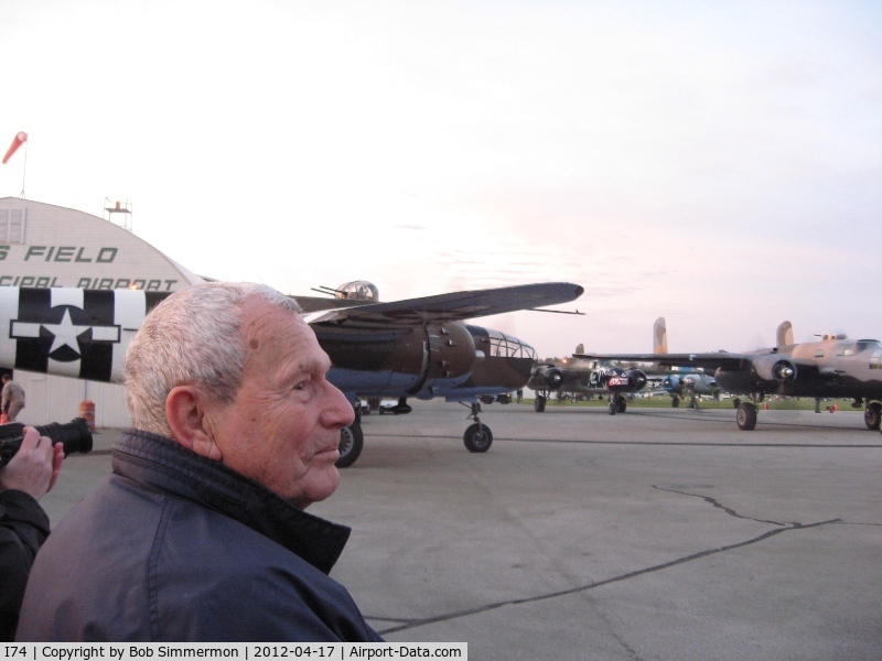 Grimes Field Airport (I74) - My Dad, WW2 Navy veteran, watching the B-25's start up for the flight to Dayton.