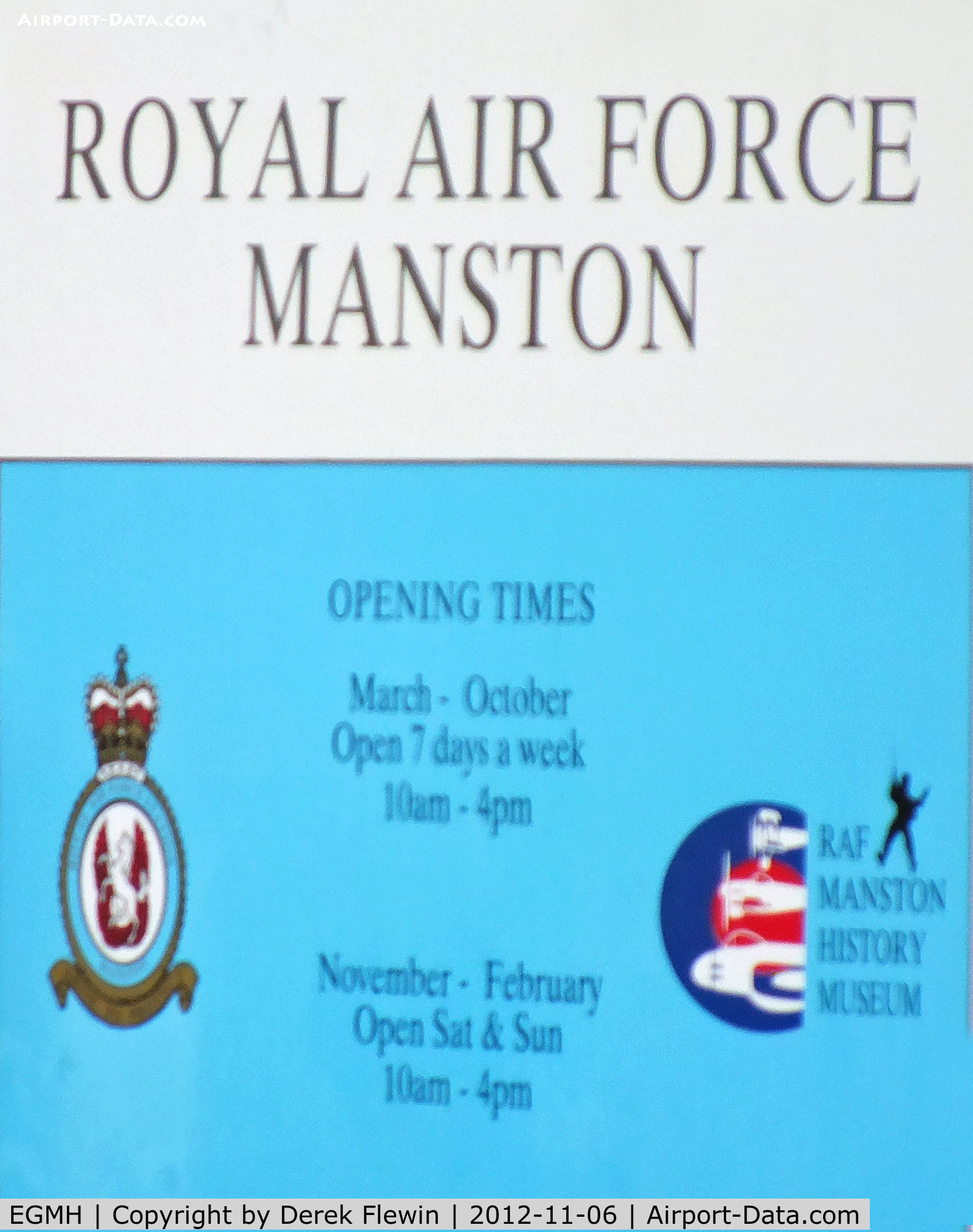 Kent International Airport, Canterbury, England United Kingdom (EGMH) - Sign on wall of RAF Manston History Museum.