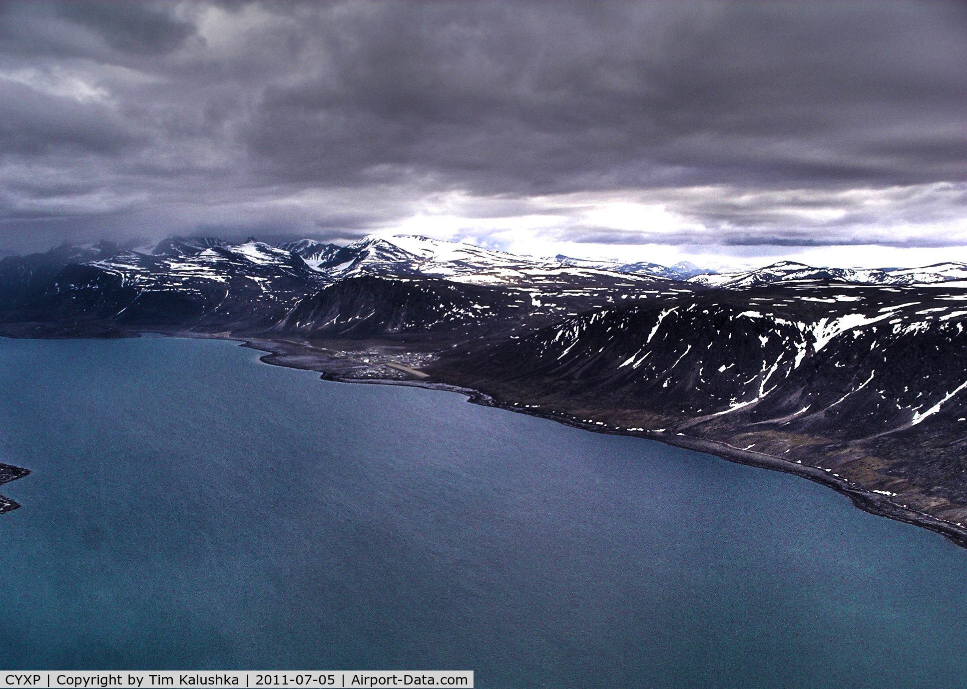 Pangnirtung Airport, Pangnirtung, Nunavut Canada (CYXP) - looking north and the airport just off to the north east.