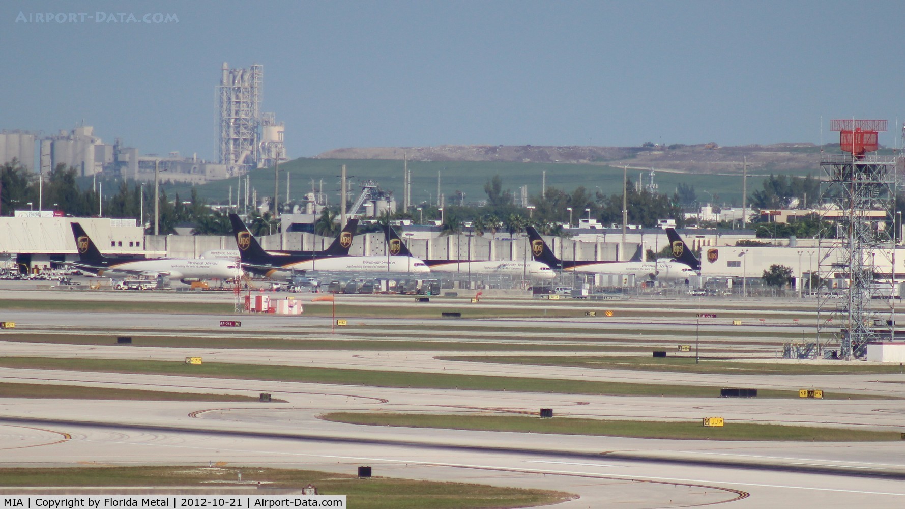 Miami International Airport (MIA) - UPS at Miami, noticed for the first time the Landfill in the background - no where near as close as it appears