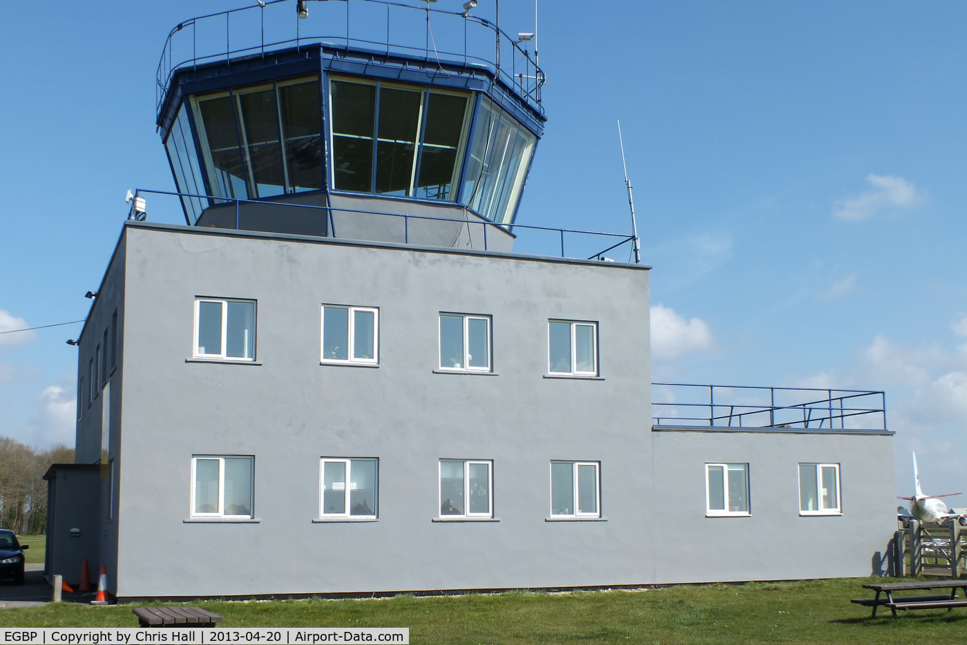 Kemble Airport, Kemble, England United Kingdom (EGBP) - Kemble's tower in the process of being repainted