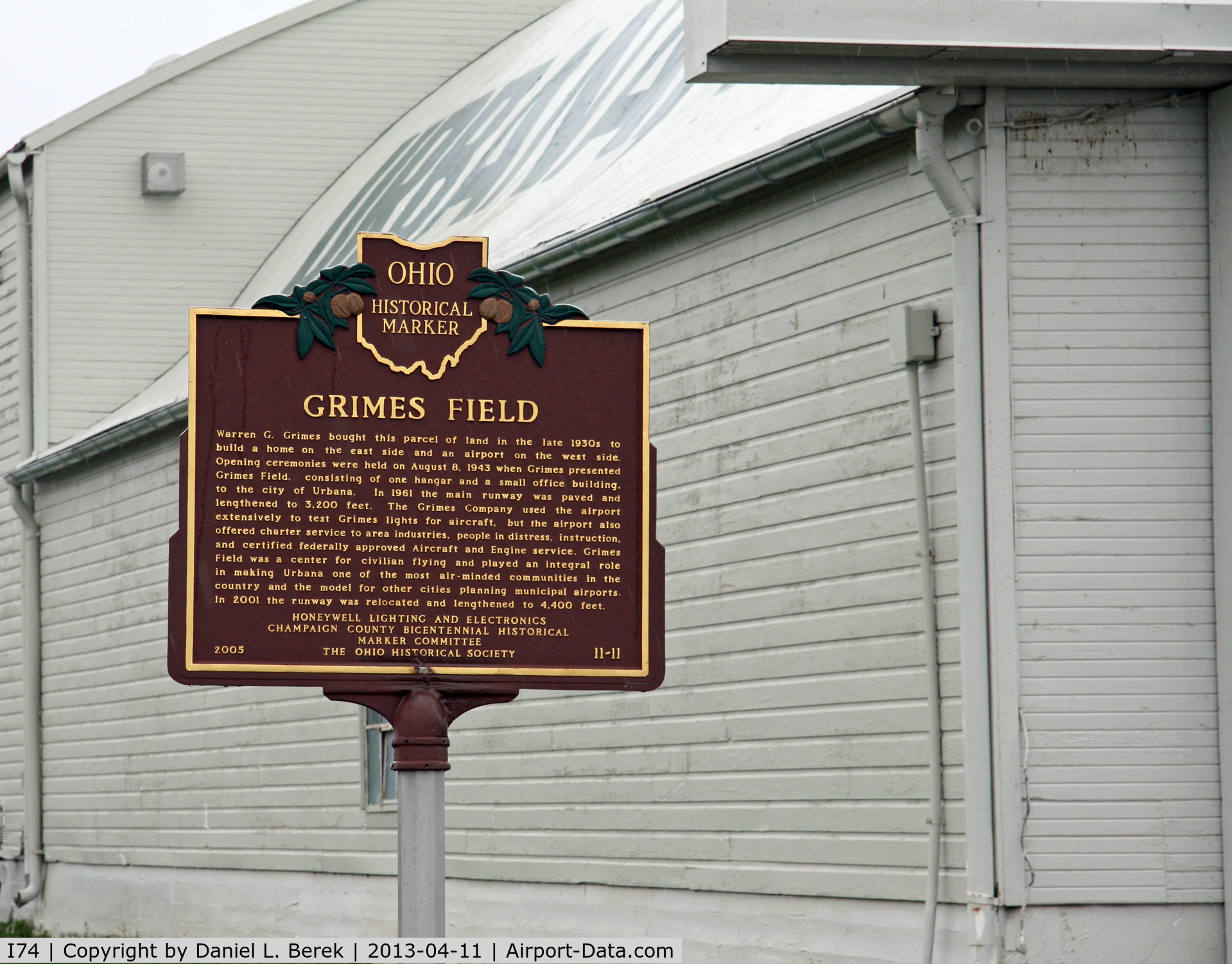Grimes Field Airport (I74) - This marker details the very interesting history of Grimes Field. 
