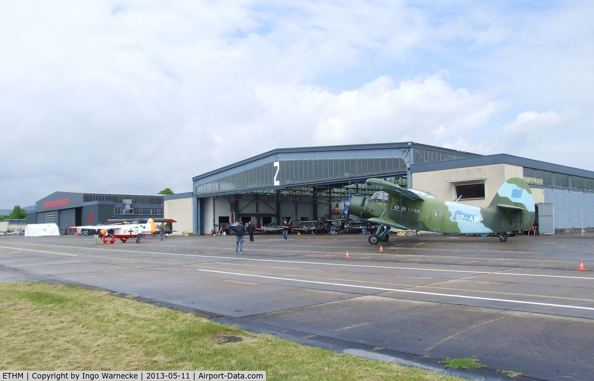 Mendig Army Base Airport, Niedermendig Germany (ETHM) - No 2 hangar of the Fliegendes Museum Mendig (Flying Museum) during an open day at former German Army Aviation base, now civilian Mendig airfield 