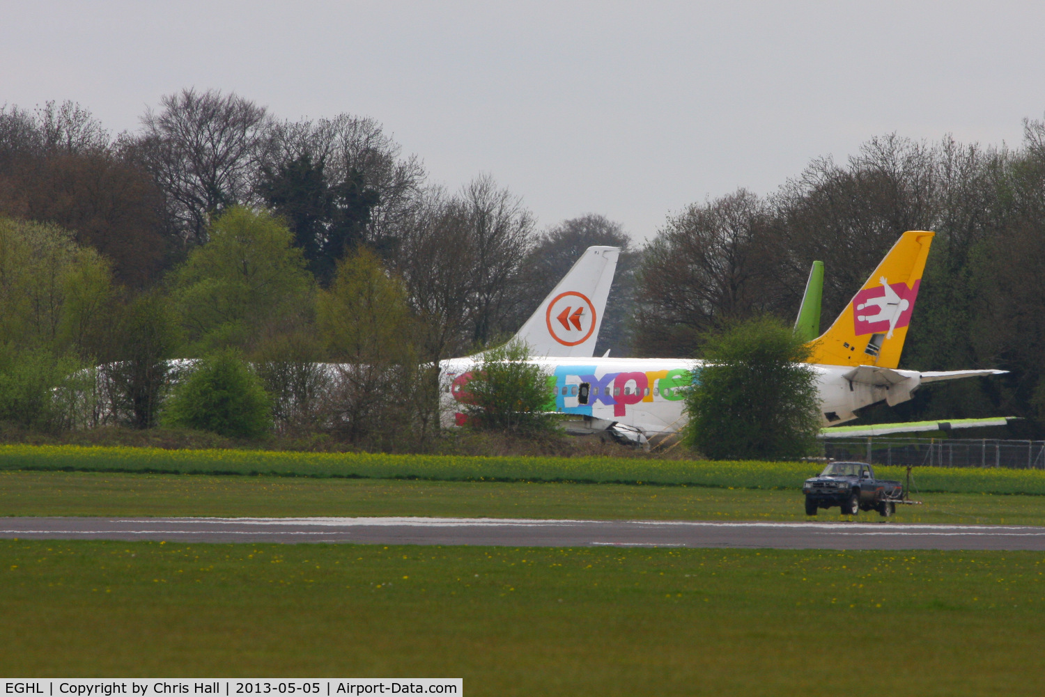 Lasham Airfield Airport, Basingstoke, England United Kingdom (EGHL) - three Boeing 737's in storage at lasham