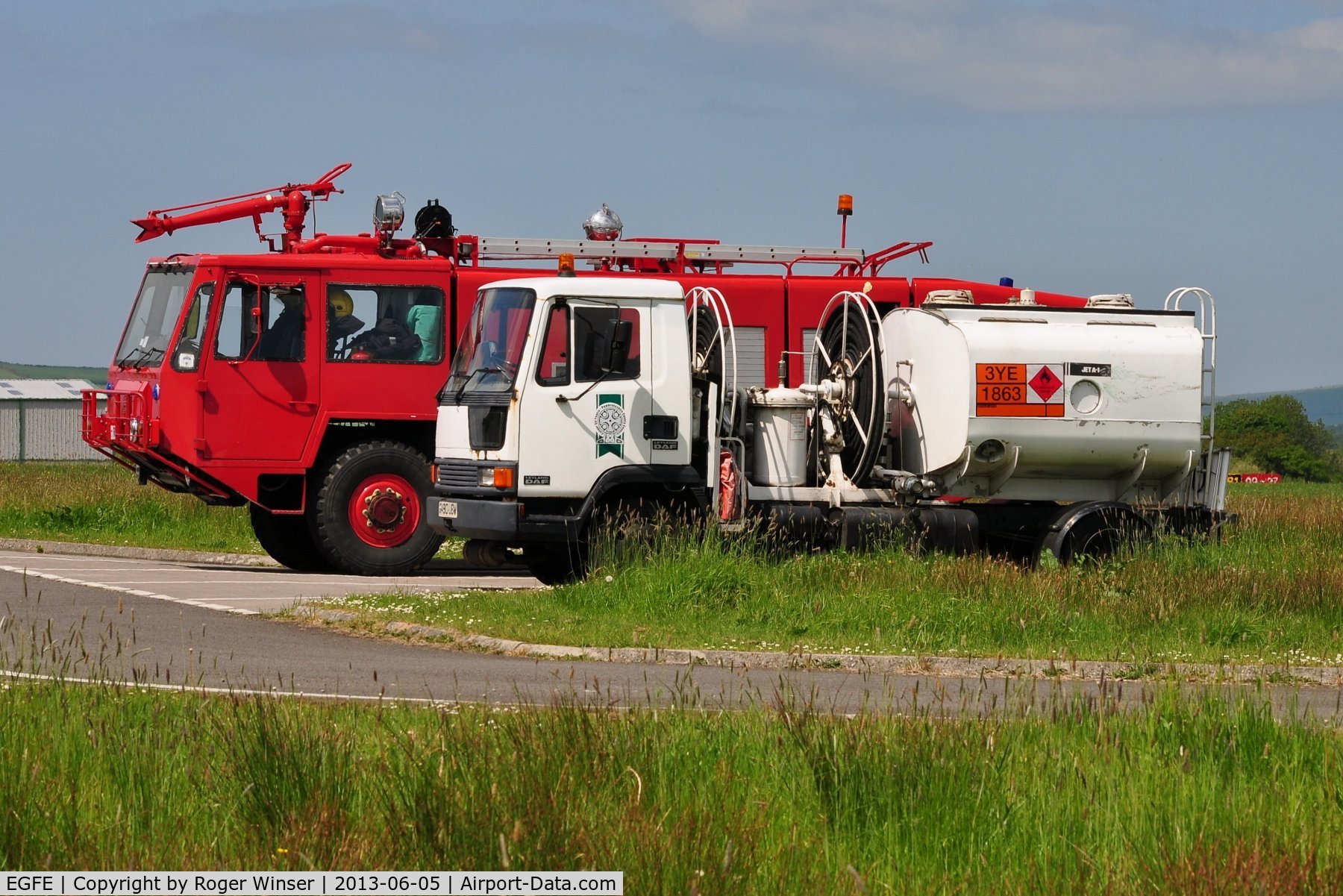 Haverfordwest Aerodrome Airport, Haverfordwest, Wales United Kingdom (EGFE) - Haverfordwest Airport Fire and Rescue tender and aviation fuel tanker.