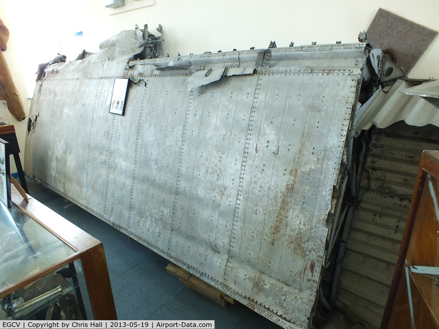 Sleap Airfield Airport, Shrewsbury, England United Kingdom (EGCV) - Outer port wing section from  from Armstrong Whitworth A.W.38 Whitley EB384 which crashed in Scotland with the loss of all six crew members, May 26th 1944