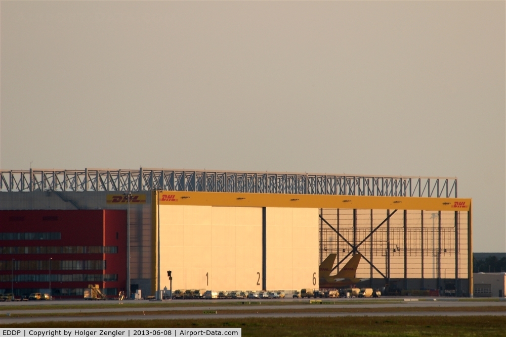 Leipzig/Halle Airport, Leipzig/Halle Germany (EDDP) - DHL hangar in golden evening light.....