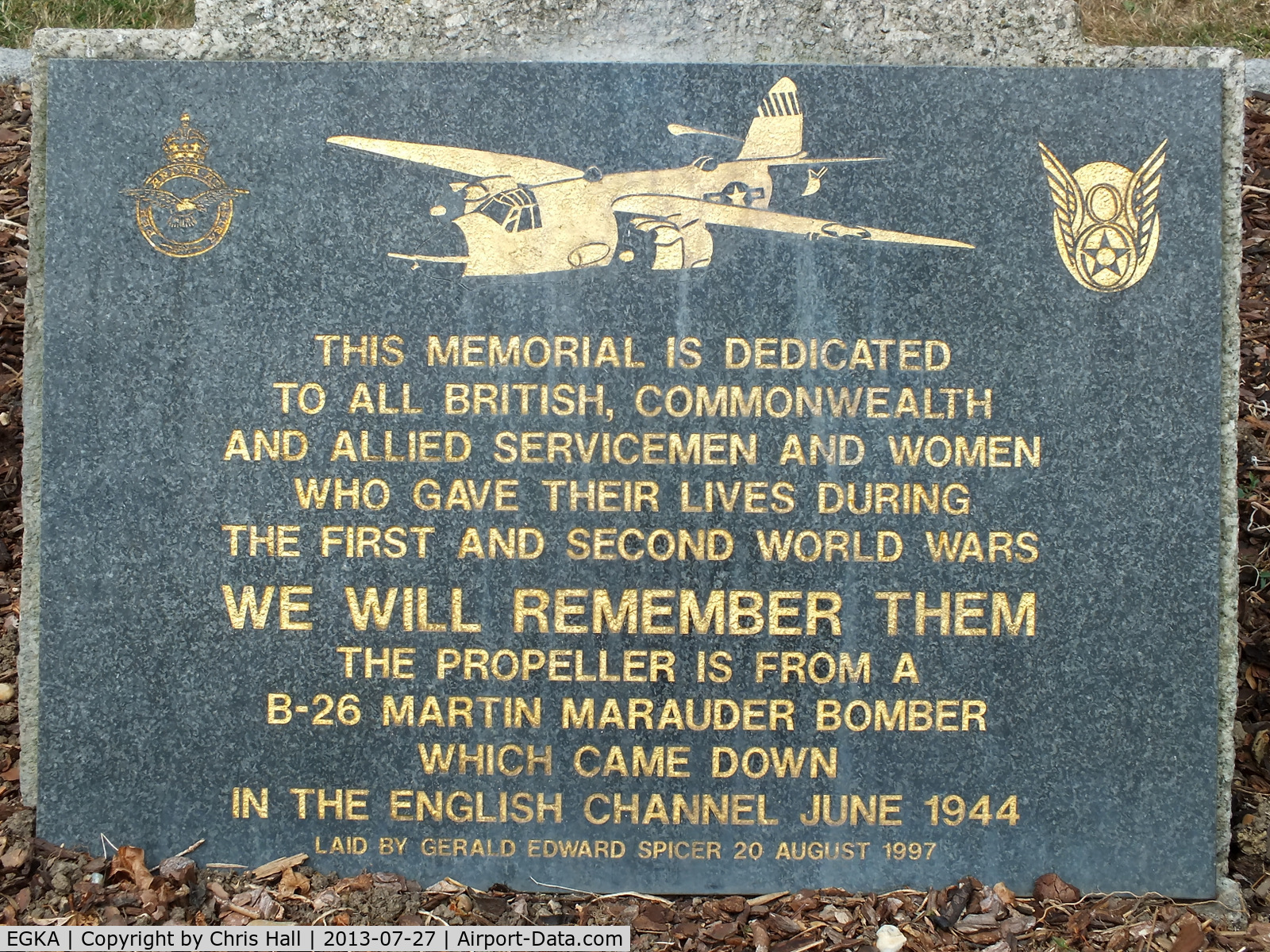Shoreham Airport, Shoreham United Kingdom (EGKA) - memorial plaque at Shoreham Airport