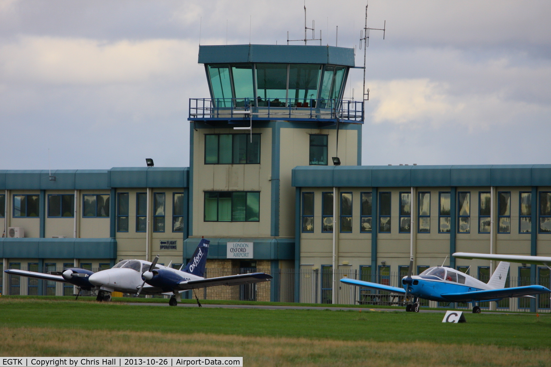Oxford Airport, Oxford, England United Kingdom (EGTK) - Oxford Airport tower and terminal building