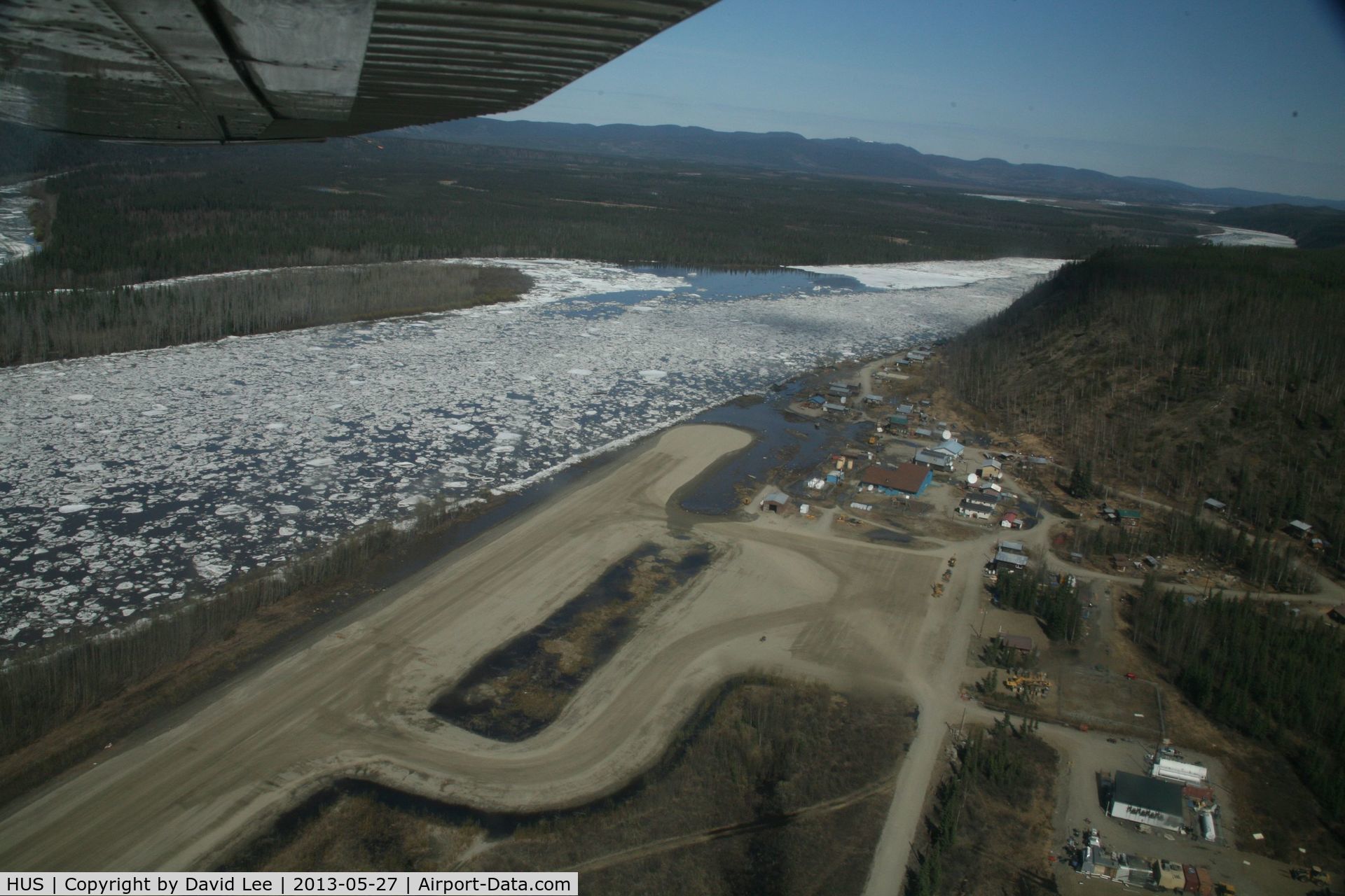 Hughes Airport (HUS) - Minor airport flooding at Hughes, Alaska during breakup of the Koyukuk River.  Pilot was Daniel Hayden, taken from Wright Air N4637U.