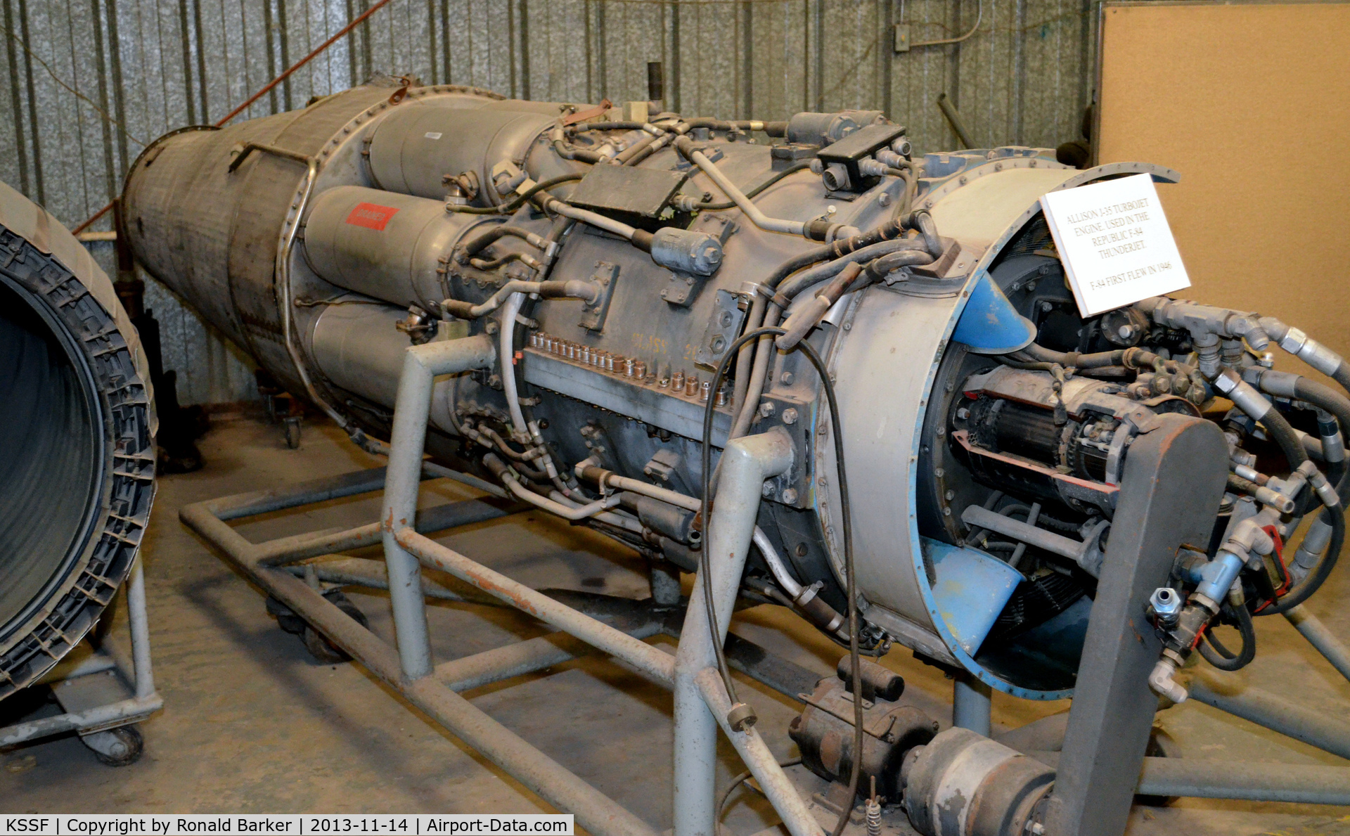 Stinson Municipal Airport (SSF) - Allison J-35 engine for F-84 at Texas Air Museum