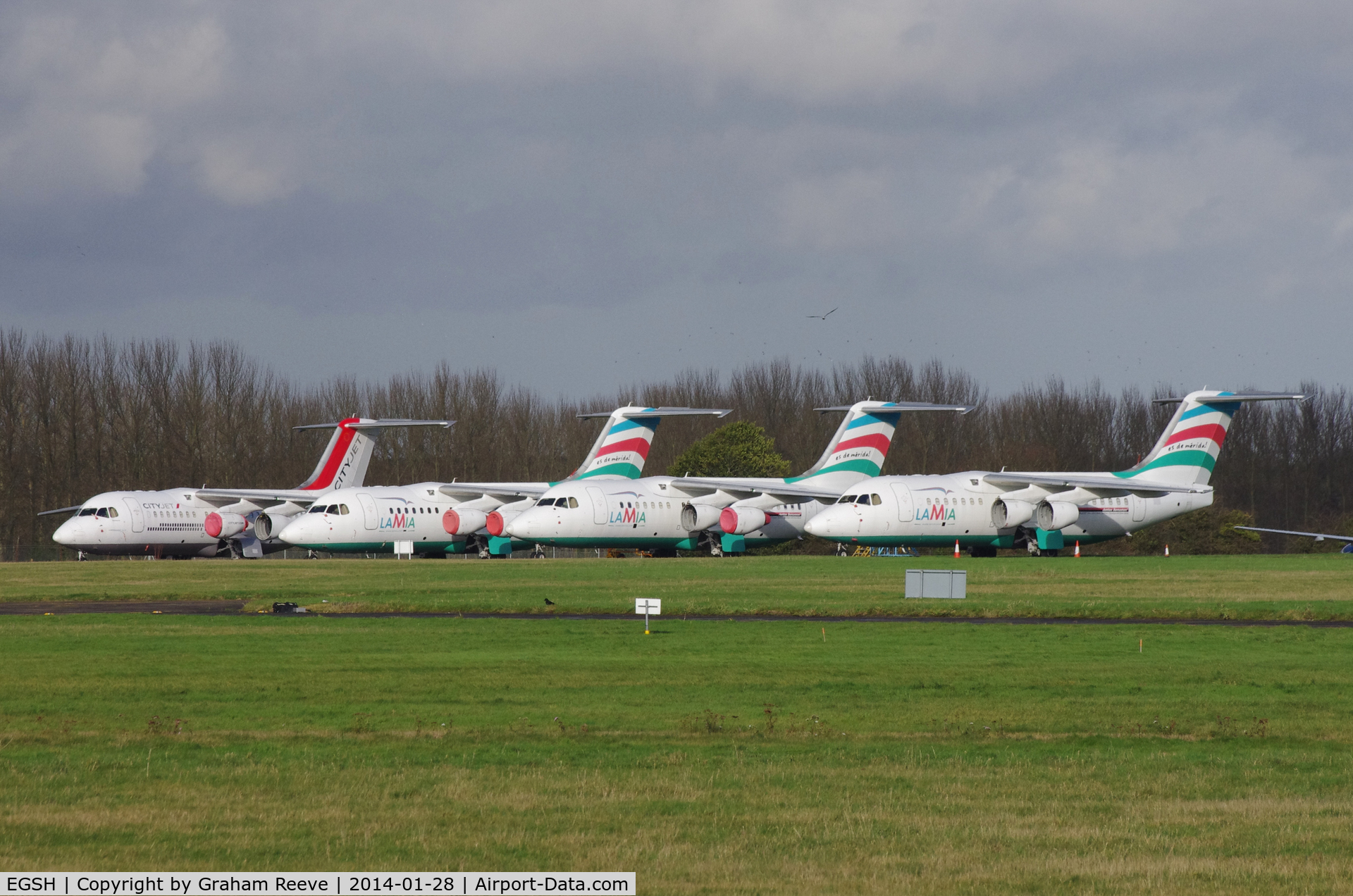 Norwich International Airport, Norwich, England United Kingdom (EGSH) - Some of the BAe 146/RJ's currently stored at Norwich.