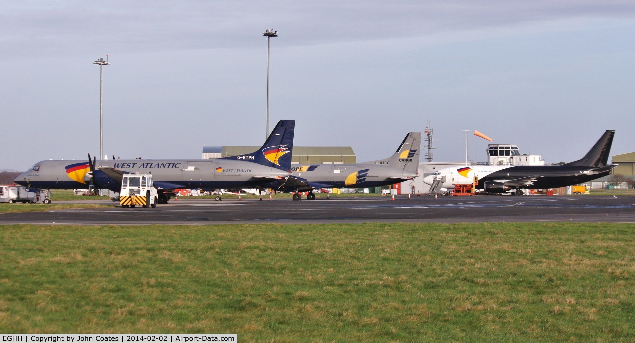 Bournemouth Airport, Bournemouth, England United Kingdom (EGHH) - Nice mixture on the cargo apron