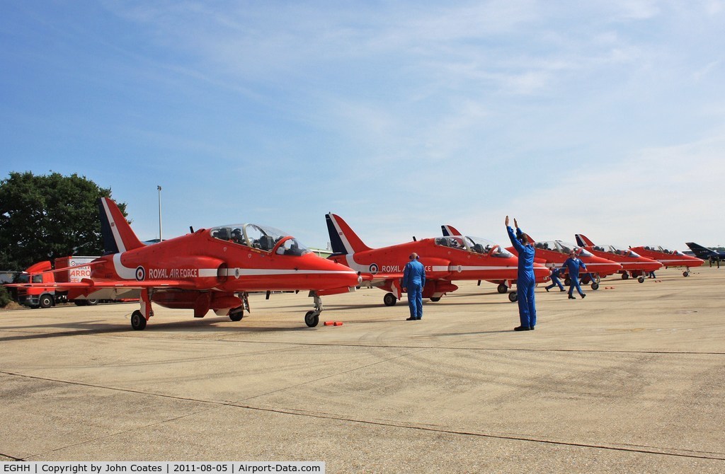 Bournemouth Airport, Bournemouth, England United Kingdom (EGHH) - Reds lining up on return to Cobham