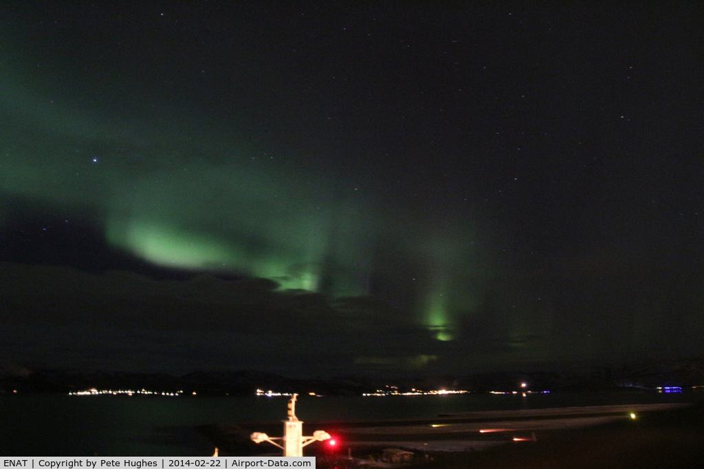 Alta Airport, Alta, Finnmark Norway (ENAT) - The threshold of Alta's runway with a magical Northern Lights display