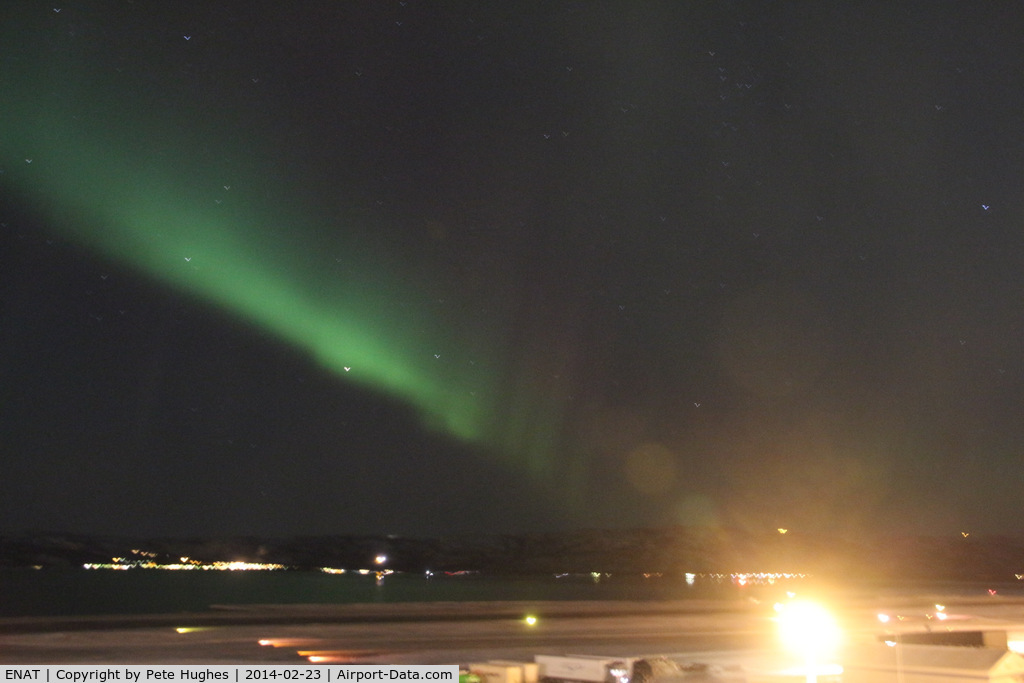 Alta Airport, Alta, Finnmark Norway (ENAT) - The threshold of Alta's runway with a magical Northern Lights display
