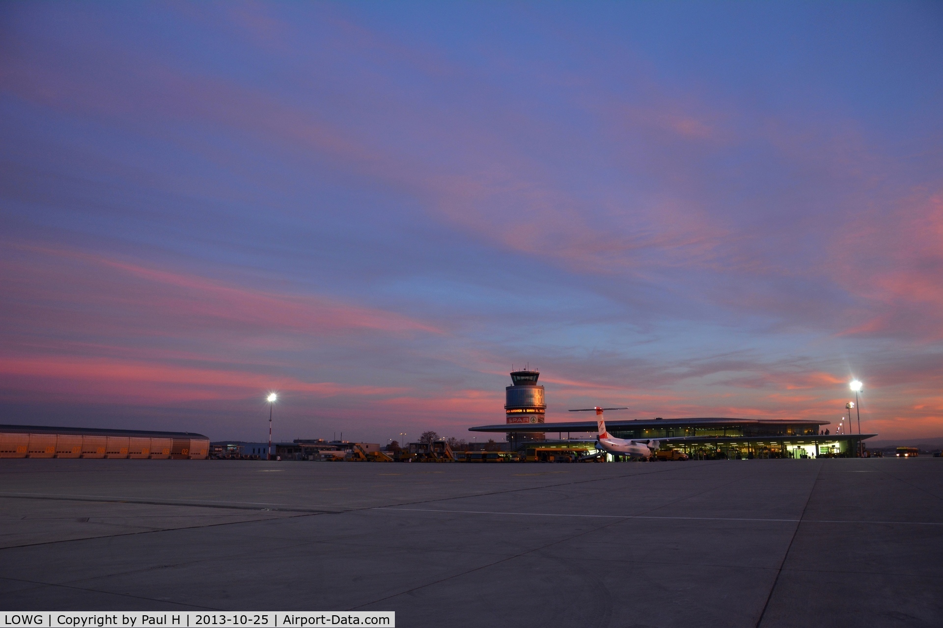 Graz Airport, Graz Austria (LOWG) - Sunset at Lowg