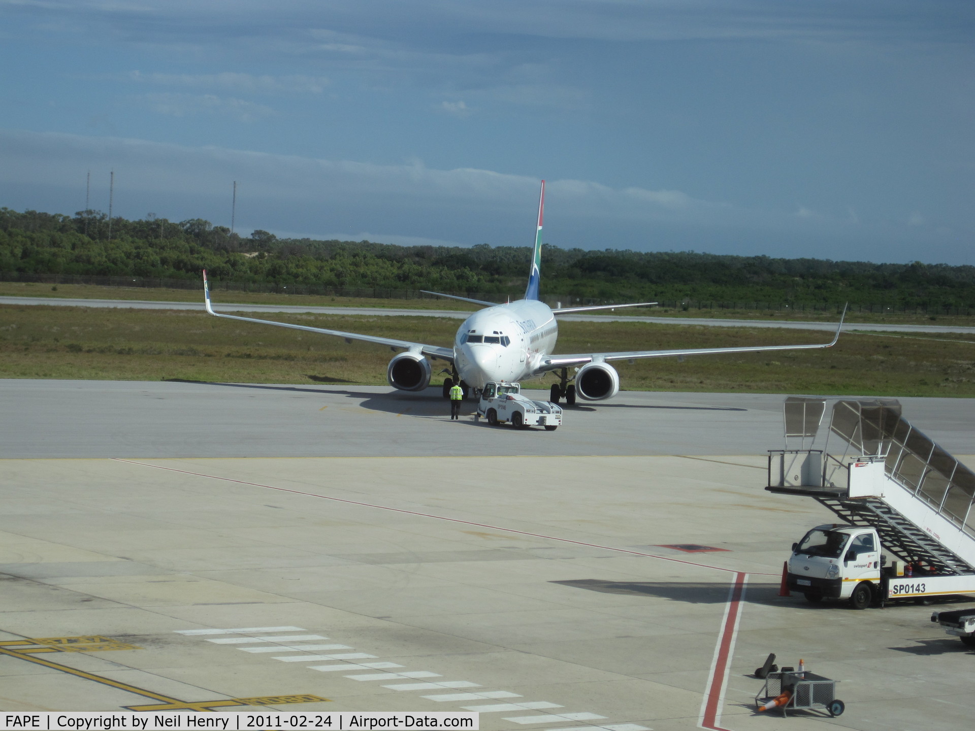 Port Elizabeth Airport, Port Elizabeth South Africa (FAPE) - South African ZS-SJD pushing back from terminal