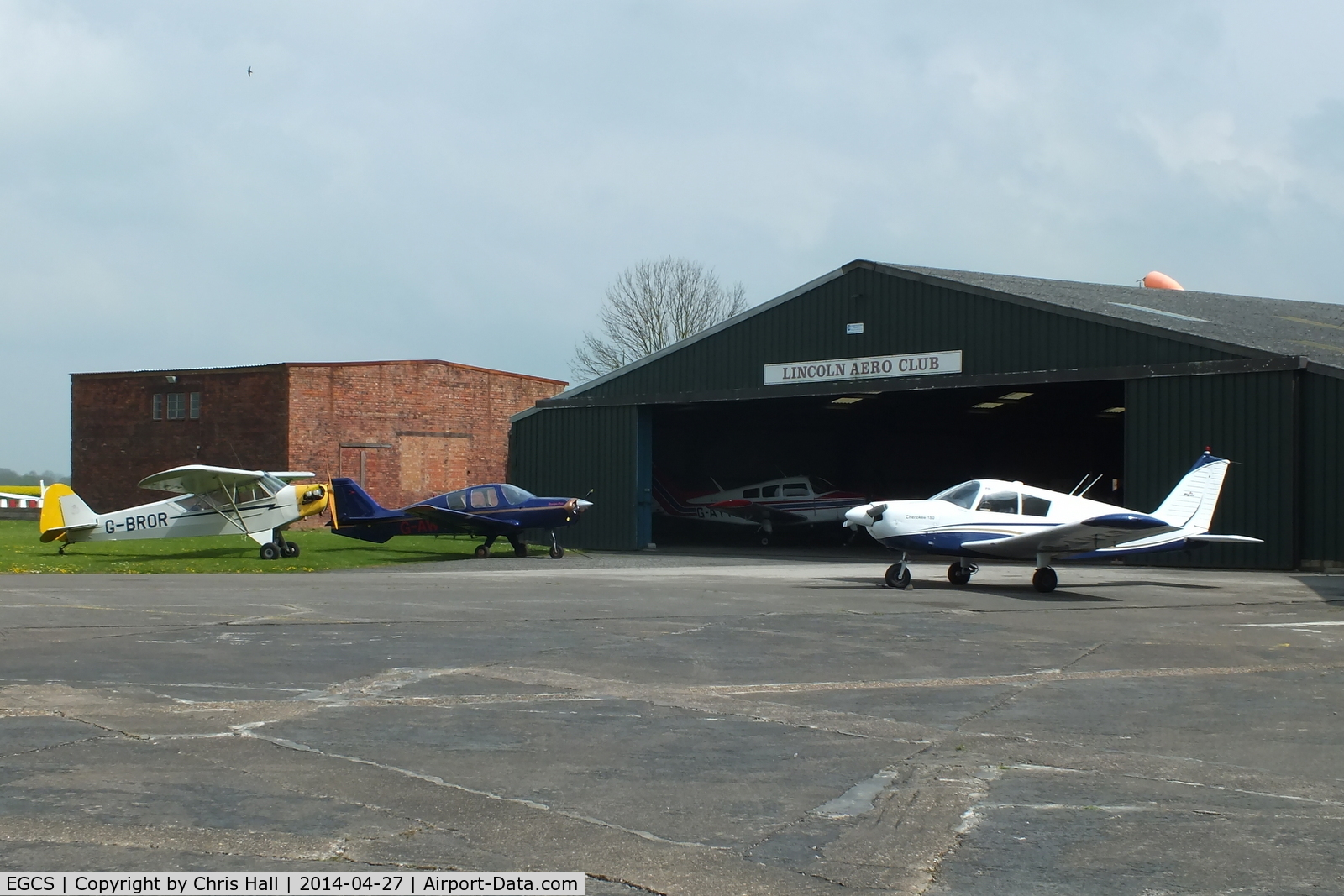 Sturgate Airfield Airport, Lincoln, England United Kingdom (EGCS) - Lincoln Flying Club hangar at Stugate