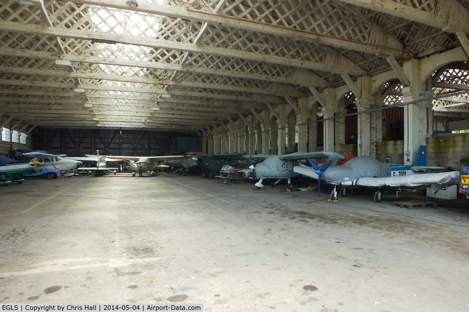 Old Sarum Airfield Airport, Salisbury, England United Kingdom (EGLS) - inside the main hangar at Old Sarum