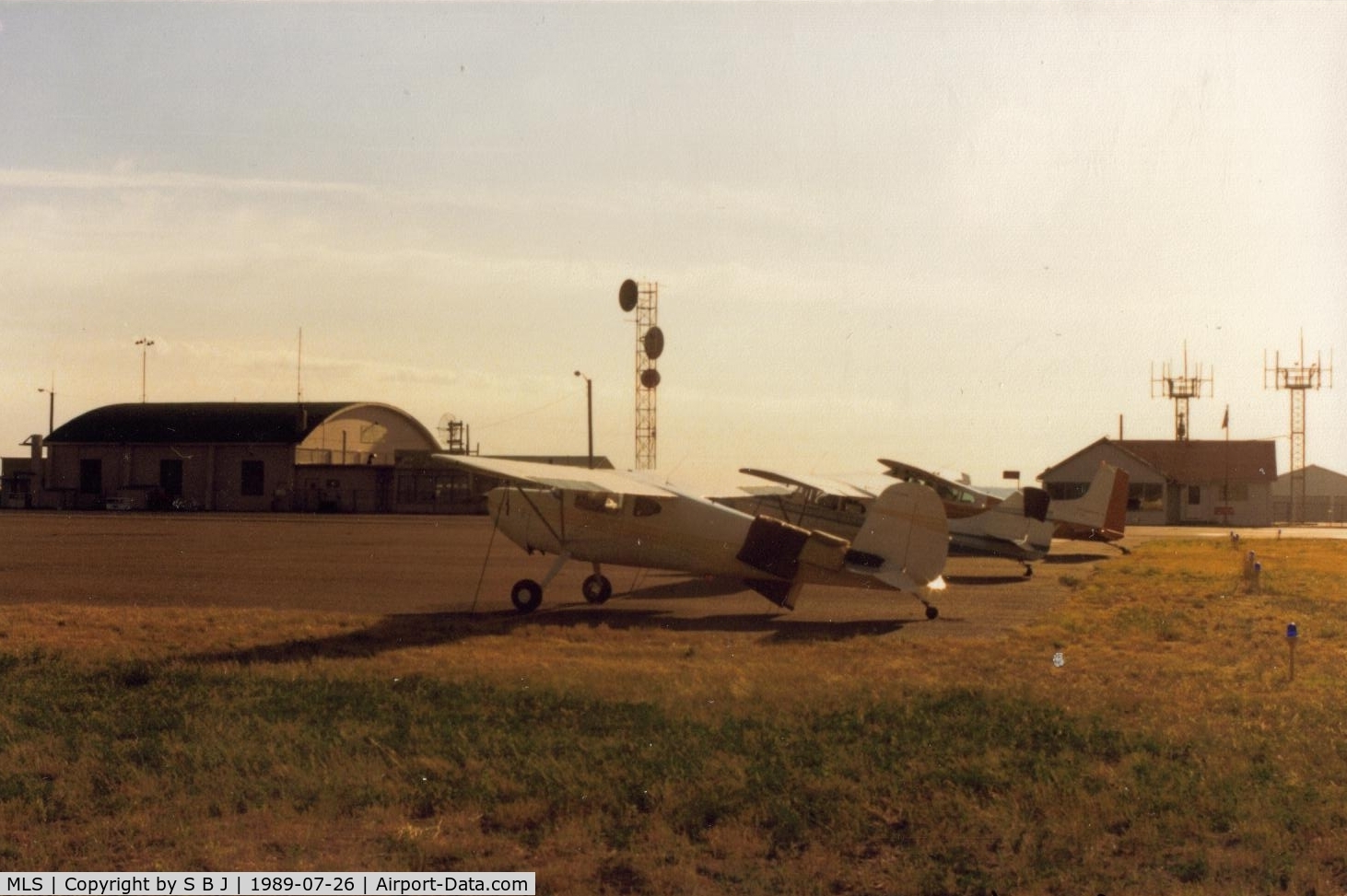 Frank Wiley Field Airport (MLS) - Ramp view of the Miles City airport. We were caught in a midnight downpour and flood.Fortunate for us,that the office was open.