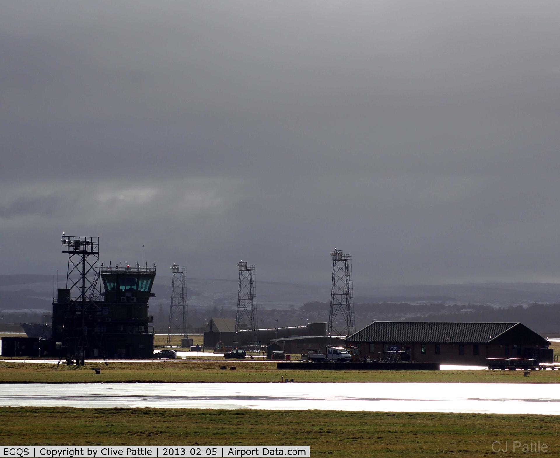 RAF Lossiemouth Airport, Lossiemouth, Scotland United Kingdom (EGQS) - Close-up of the Air Traffic complex at RAF Lossiemouth EGQS