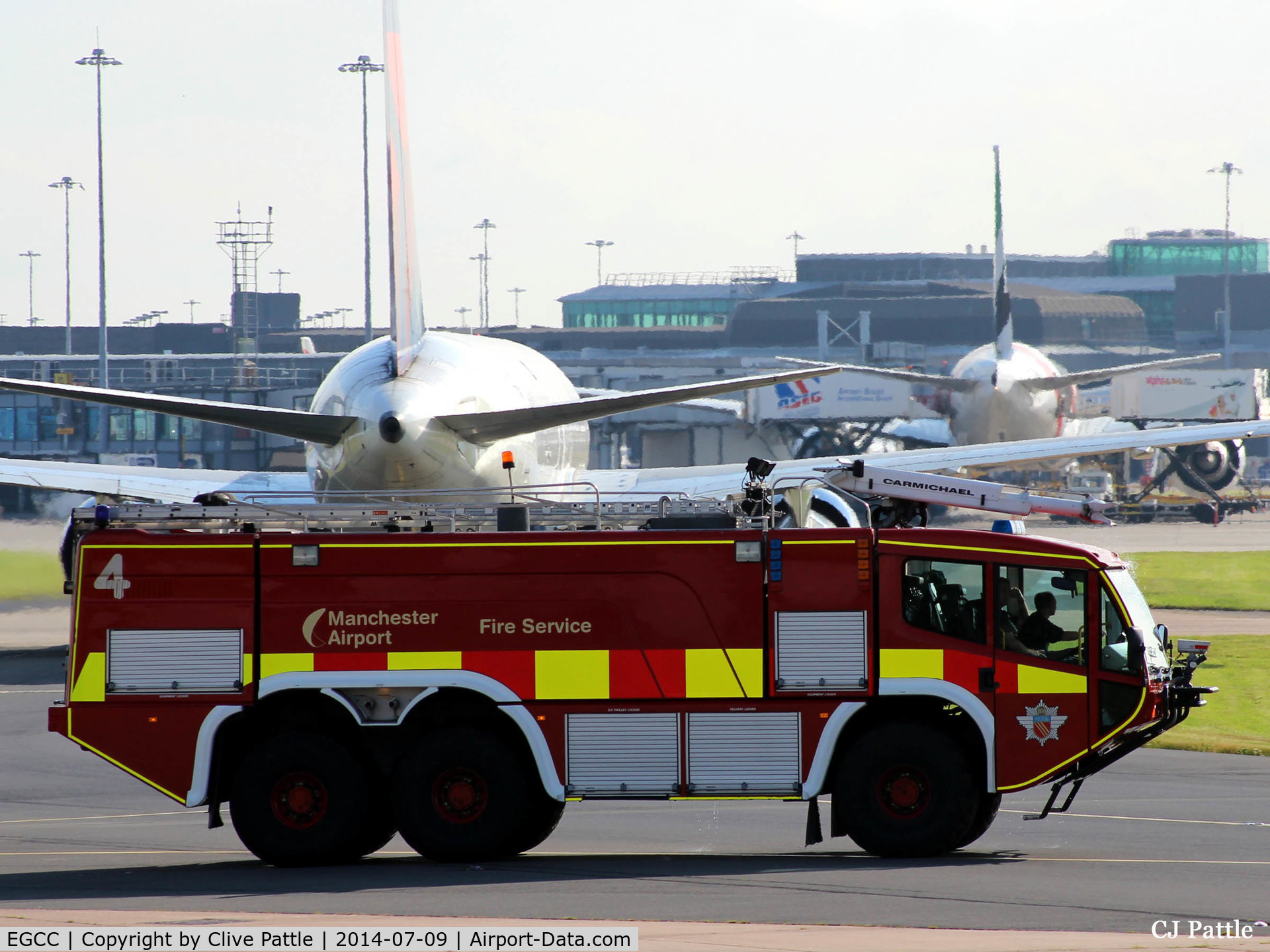 Manchester Airport, Manchester, England United Kingdom (EGCC) - Fire Tender on patrol at Manchester EGCC