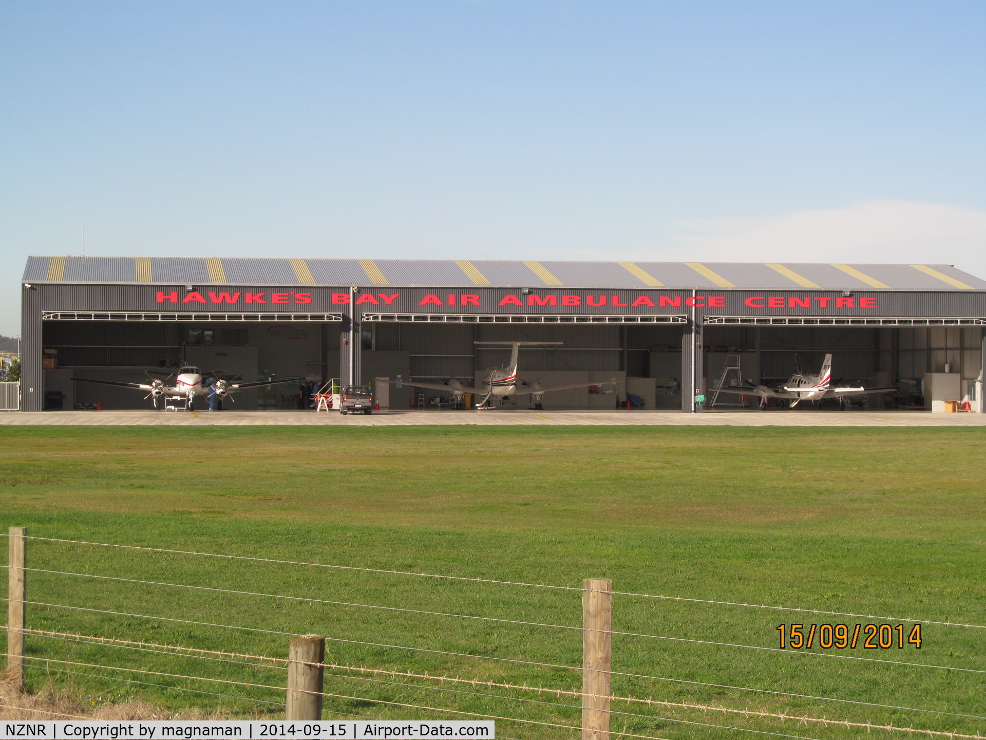 Napier Airport, Napier New Zealand (NZNR) - air ambulance hangar visible from layby on main road