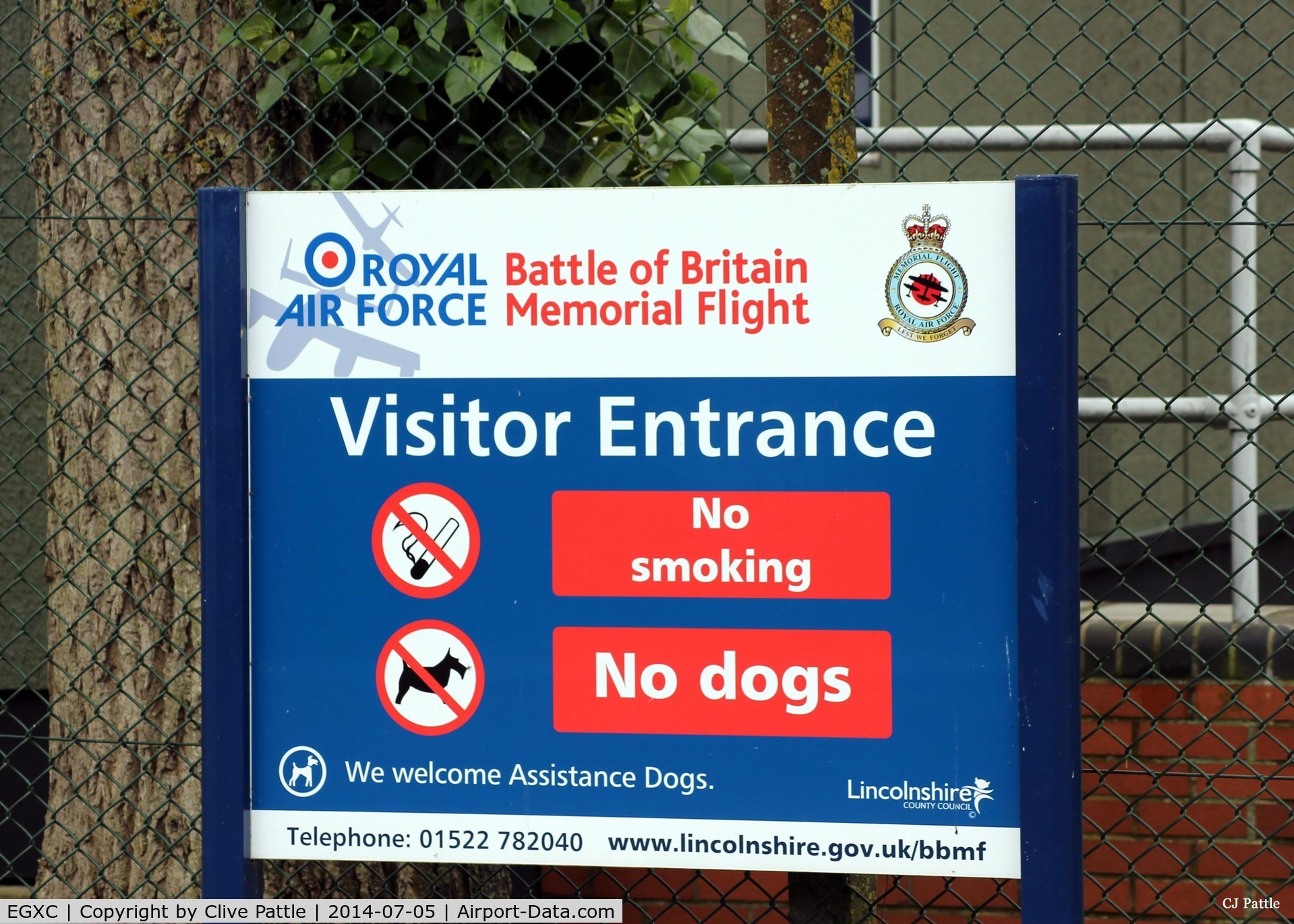 RAF Coningsby Airport, Coningsby, England United Kingdom (EGXC) - A view of the Battle of Britain Memorial Flight (BBMF) sign at RAF Coningsby