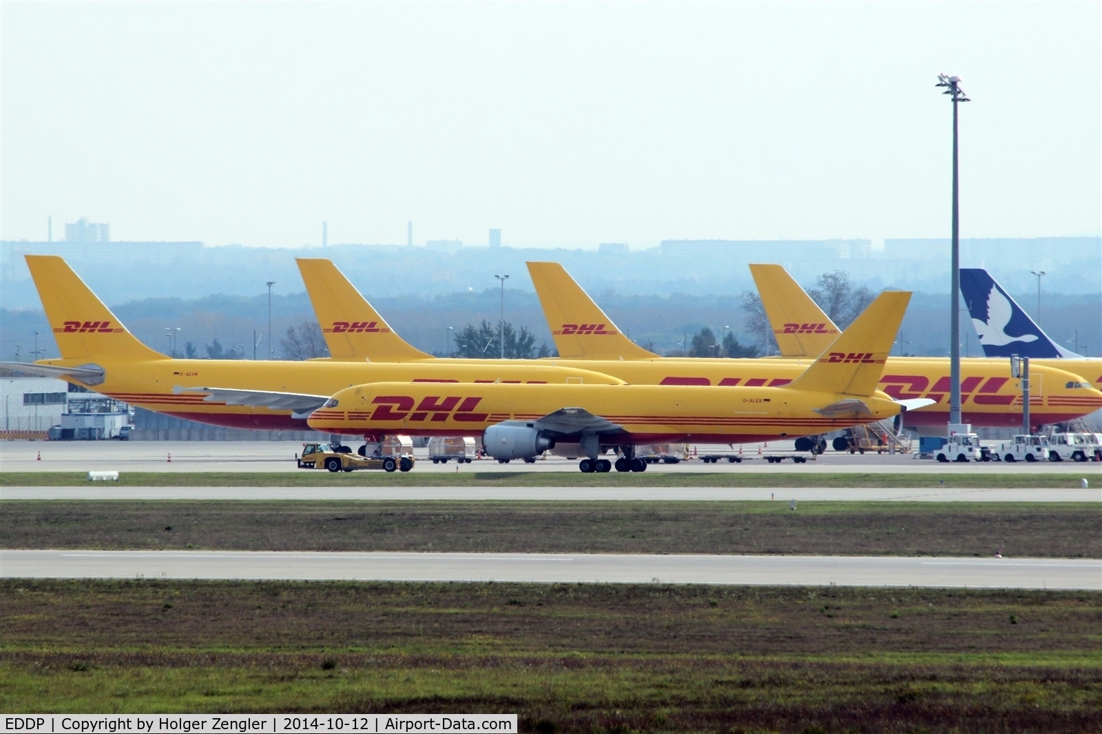 Leipzig/Halle Airport, Leipzig/Halle Germany (EDDP) - View to apron 4....