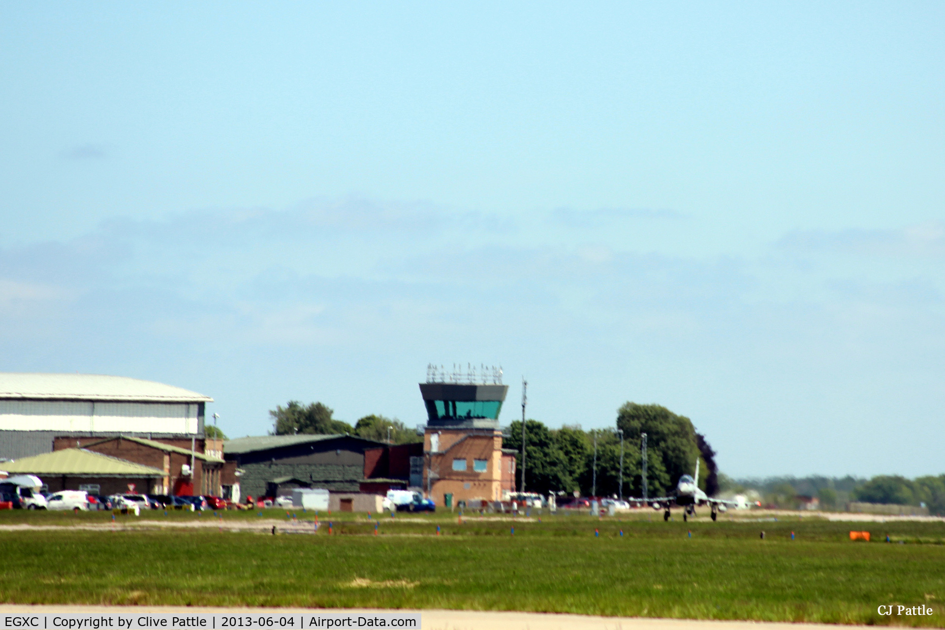 RAF Coningsby Airport, Coningsby, England United Kingdom (EGXC) - ATC Tower and airfield view at RAF Coningsby