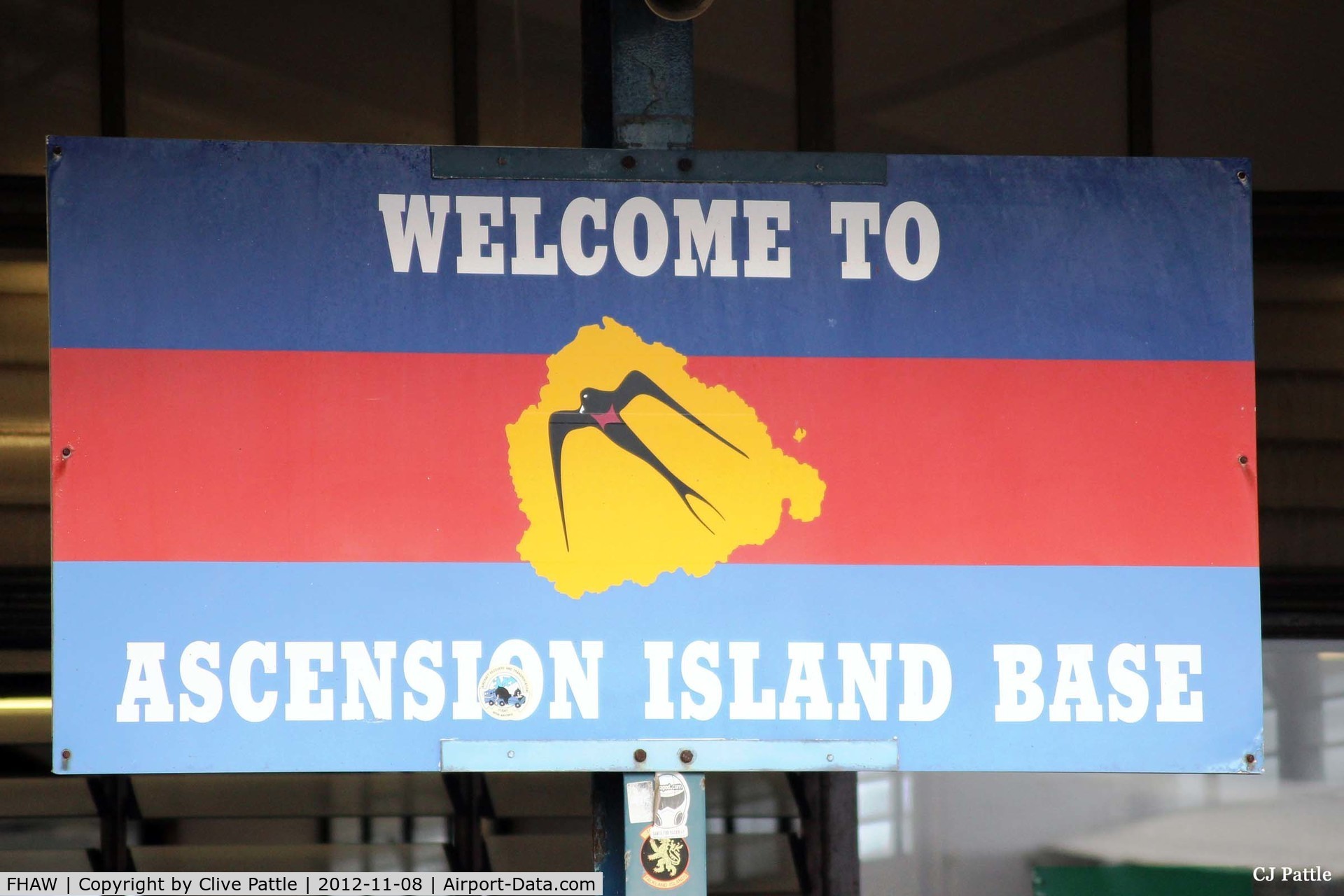 FHAW Airport - A Welcome sign at Ascension Island - Wideawake airfield FHAW
