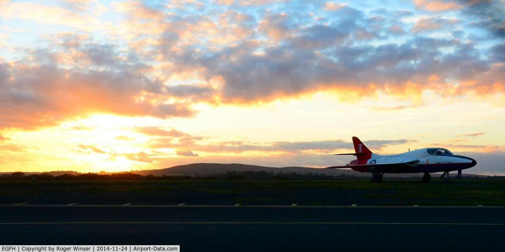 Swansea Airport, Swansea, Wales United Kingdom (EGFH) - Sunset seen from the airport.