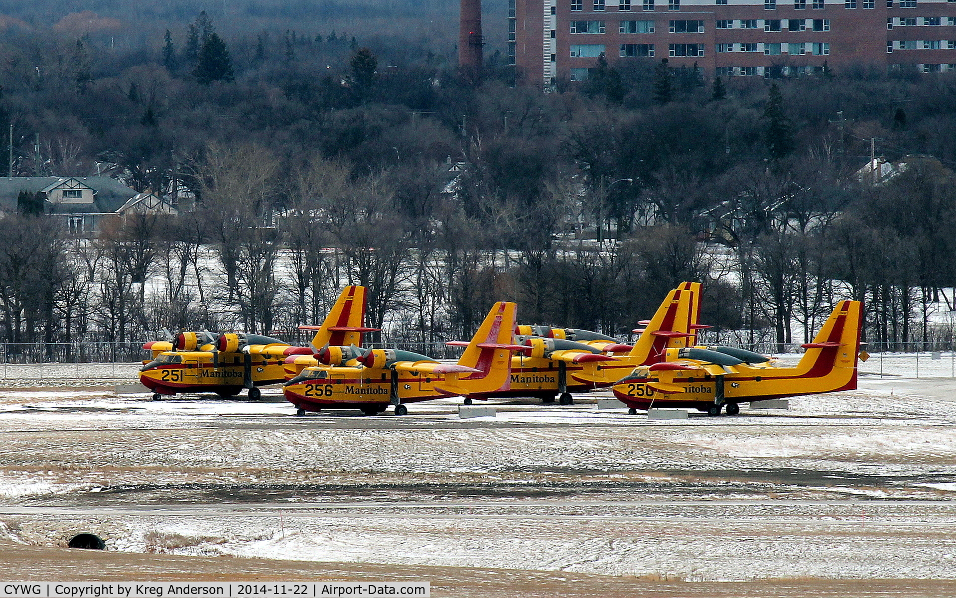 Winnipeg James Armstrong Richardson International Airport (Winnipeg International Airport), Winnipeg, Manitoba Canada (CYWG) - Several Canadair CL-415s owned by the Province of Manitoba parked for the winter.