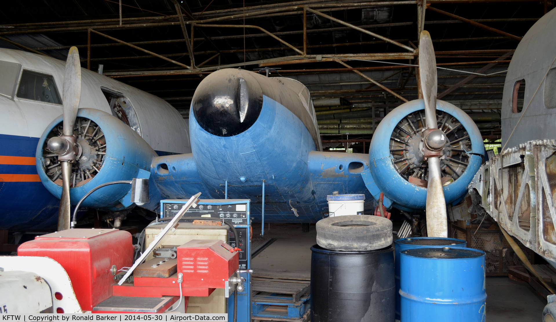Fort Worth Meacham International Airport (FTW) - Twin blue aircraft at Vintage Flight Museum