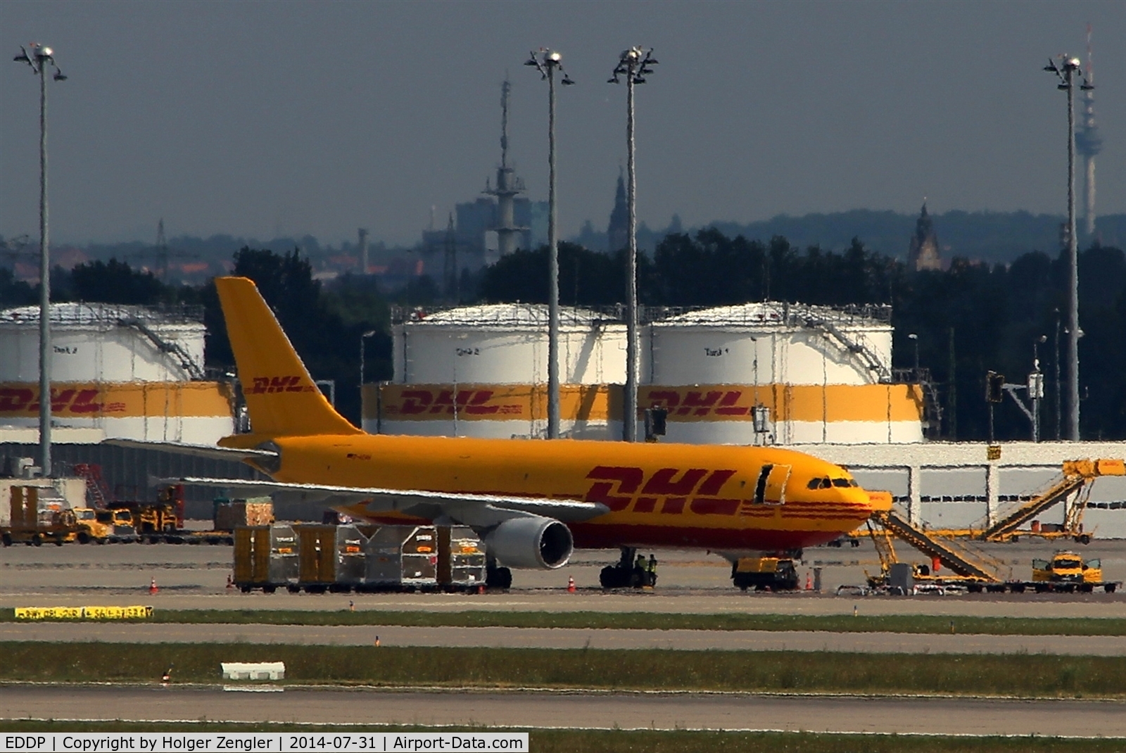 Leipzig/Halle Airport, Leipzig/Halle Germany (EDDP) - Sunny view from visitor´s terrace to apron 5...
