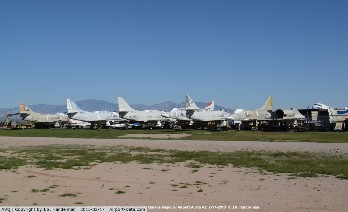Marana Regional Airport (AVQ) - A-4C and A-4L Skyhawks in out door storage.