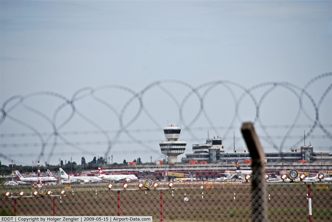 Tegel International Airport (closing in 2011), Berlin Germany (EDDT) - View thru the fence to apron....